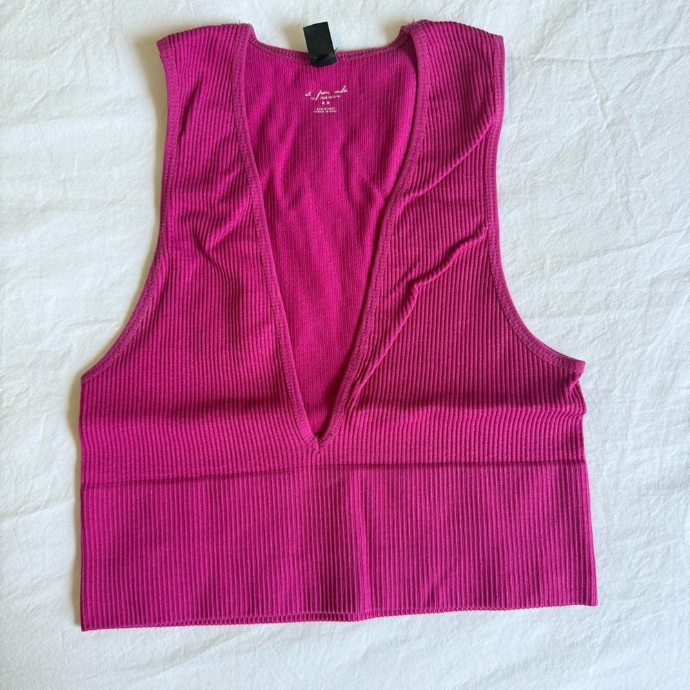 FP Movement by Free People Magenta Ribbed Tank Top